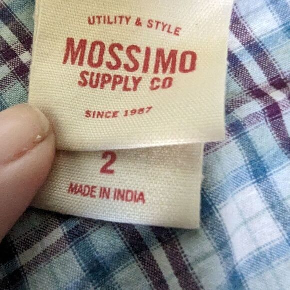 Oversized Plaid Flannel Purple & Teal Blue L/S Button 2 Granola Earth Girl - Picture 5 of 7